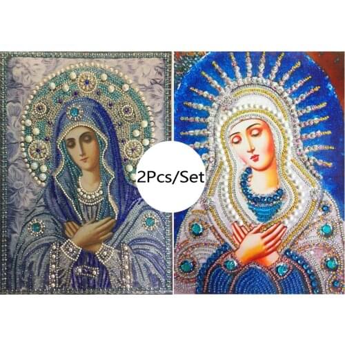 2Pcs/set 5D DIY Painting Diamond Embroidery Religious Special Shaped Diamond Painting Cross Stitch Diamond Religion Rhinestones