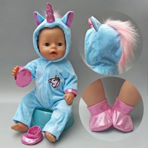 Doll Clothes for 43cm Baby Reborn Doll Jacket Unicorn Hoodie Set Baby Dolls Clothes Christmas New Year Outfit for Doll