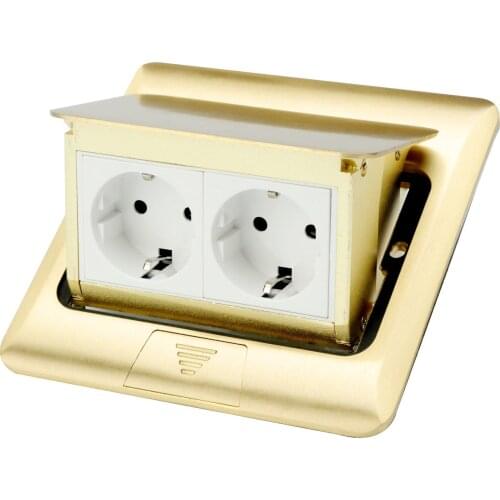 BRASS Panel Pop Up Floor Socket 16A EU Standard Power Outlet brass socket Charging Port 5V 1A French socket computer socket