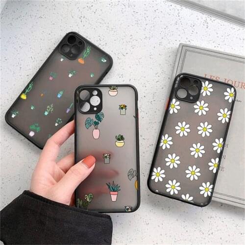 LUPWAY Cartoon Flowers Cactus Phone Case For iPhone 12 Pro Mini 11 Pro Max X XR XS 7 8 Plus SE 2020 ClearMatte Hard Back Cover