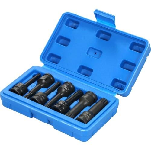 3/8-inch Drive Impact Socket Set Metric Sizes (5mm 6mm 7mm 8mm 10mm 12mm 14mm) XZN Triple Square Bit Cr-Mo Steel Socket Set