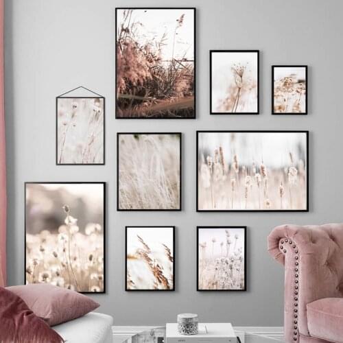 Autumn Plant Reed Dried Grass Dandelion Wall Art Canvas Painting Nordic Posters And Prints Wall Pictures For Living Room Decor