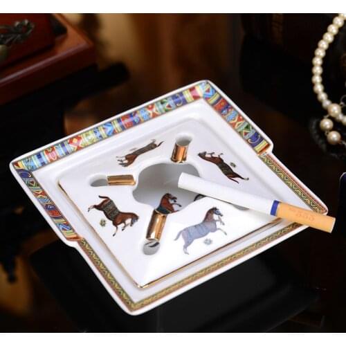 Handmade Art Grid Pattern Ceramic Cigar Ashtray Nice Luxury Smoke Ash Cigars Home Table Desk Accessories Decor Gifts WY70906