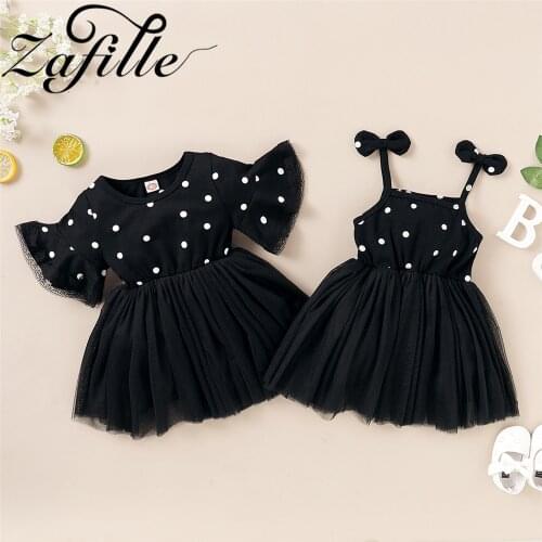 ZAFILLE Sisters Matching Outfits Summer Cute Polka Dot Dress For Girl Party Eevening Princess Dress Twins Girl Dress