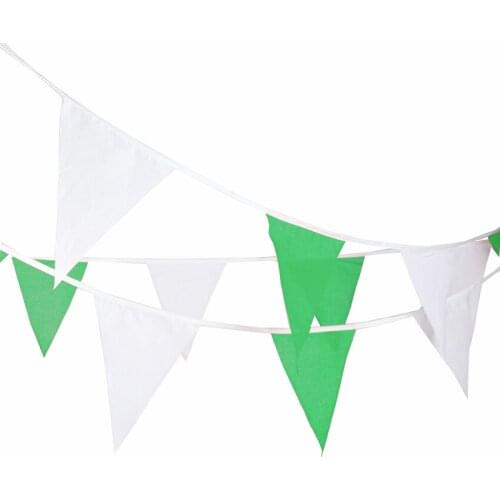 8M Green White Red Yellow Blue Satin Silk Bunting 20 Flags Banner Pennant Wedding Party Decoration Sport Party Supplies
