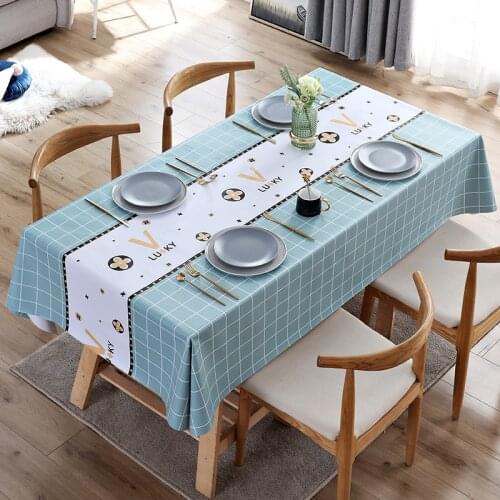 Restaurant Tablecloth Art Waterproof Anti-hot Oil Wash-free Rectangular Pvc Coffee Table Table Mat Desk Ins Students Table Cloth