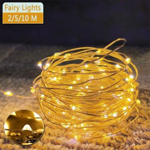Fairy Lights Copper Wire 1m 2m 5m 10m Warm White LED Festival Night Light for Indoor Party Decoration Battery Powered Lamp