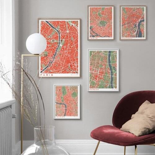 Modern City Map Prints Travel Poster Berlin Tokyo London Paris Wall Art Canvas Painting Picture Bedroom Living Room Home Decor
