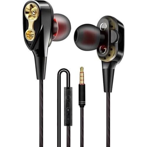 In-Ear Double-Motion Sports Earphones Metal Subwoofer Wire Headset Mobile Phone Computer Universal Wire Earphones
