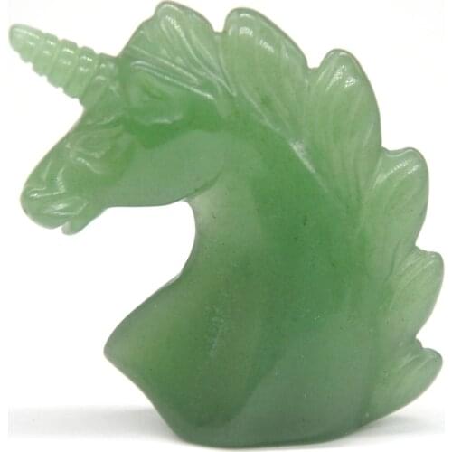 2" Unicorn Statue Natural Green Aventurine Stone Carved Home Decoration Healing Crystal Reiki Figurine Spiritual Gemstone Gift