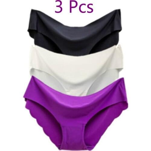3 Pcs/set Solid Ladies Women Seamless Panties Ice Silk Underwear G String Panties Sexy Underwear Panties Comfortable Breathable