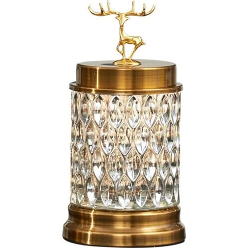 European Style Light Luxury Crafts Glass Candy Can Deer Cover Storage Jars