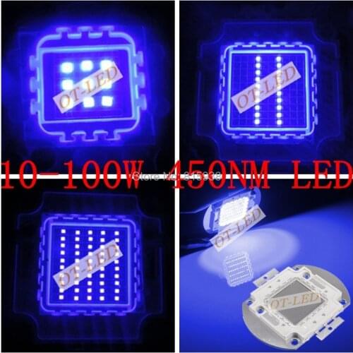 High Quality 10W 20W 30W 50W 100W Royal Blue Color 450NM High Power LED Lamp Light For Plant Grow Light Aquarium