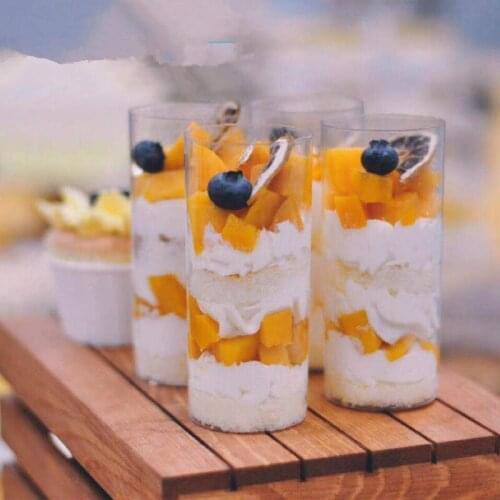 High quality 200ml transparent plastic cup wedding birthday party favor ice cream pudding dessert cake baking decoration cups