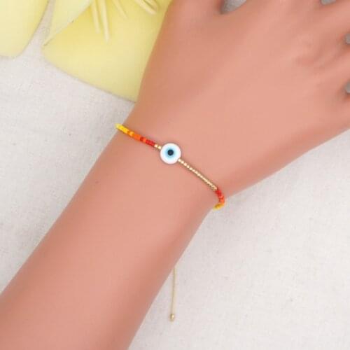 Bohemian Evil Eye Bracelet Turkish Evil Eye Bracelet for Women Cute Jewelry Beaded Bracelets Adjustable Simple Bangle