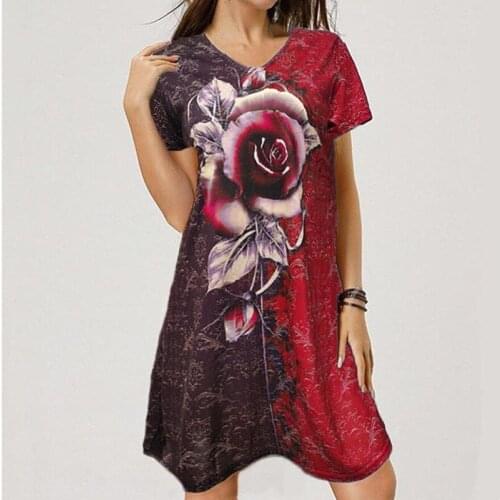 Off Shoulder Dress Women Punk Gothic Skull Print Floral Summer Dresses Goth Style Sexy Hollow Out Short Sleeve V Neck Mini Dress