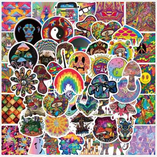 10/30/50PCS Psychedelic Graffiti Cartoon Stickers Skateboard Fridge Laptop Phone Motorcycle Luggage Waterproof Sticker Decals