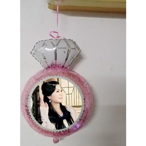 10pcs diamond ring foil ballons DIY picture print on double sides, wedding /Valentines day decorations, fix balloon on position