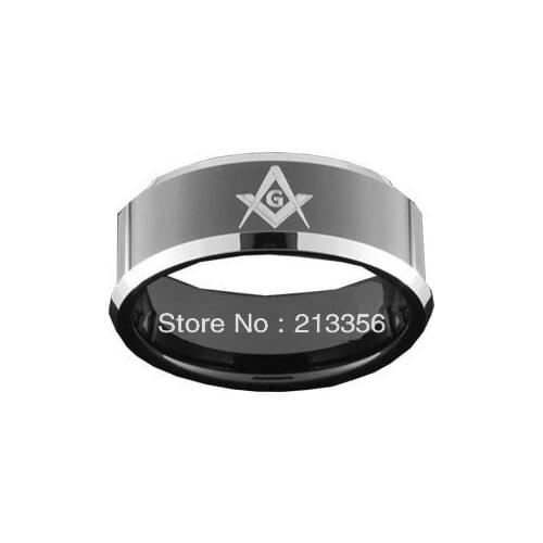 20PCS/LOT FREE SHIPPING!USA WHOLESALES CHEAP PRICE 8MM WOMEN&MENS BLACK TUNGSTEN MASONIC MASTER FREEMASON WEDDING BAND RINGS