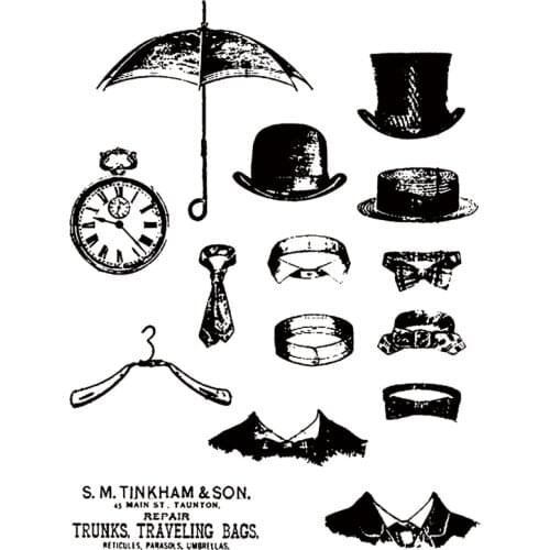 2021 New Gentleman Hat Suit Words Clear Stamps Sets Umbrella and Tie Scrapbooking For Crafts Card Making no Metal Cutting Dies