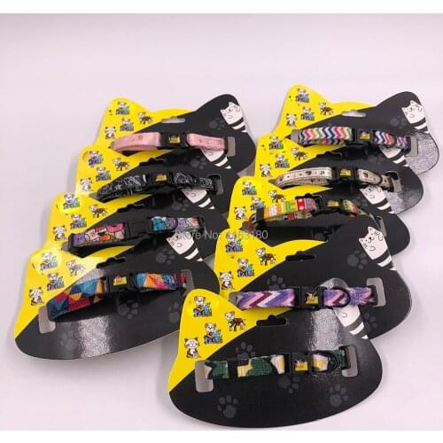 24pcs/lot Cute Pet Collars Puppy Adjustable Polyester Necklace Lovely With Bells Print Cat Dog Necklace Collar Pet Product