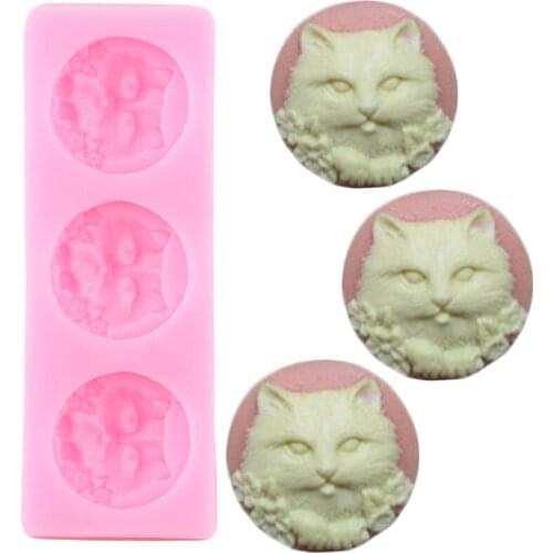 3D Cute Cat Head Cameo Silicone Mold Chocolate Candy Clay Resin Molds DIY Baking Cupcake Topper Fondant Cake Decorating Tools