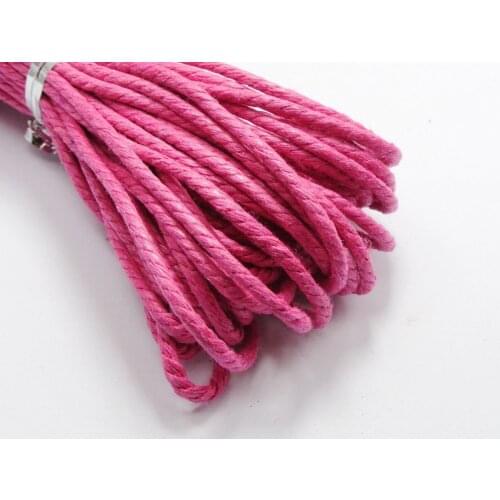 60 Meters Hot Pink Twisted Waxed Cotton Cord String Thread Line 2mm