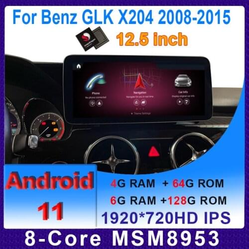 12.3" Android 10 Snapdragon 8Core 8+64GB Car Multimedia Player GPS Radio Stereo Video for Mercedes Benz GLK Class X204 2008-2015