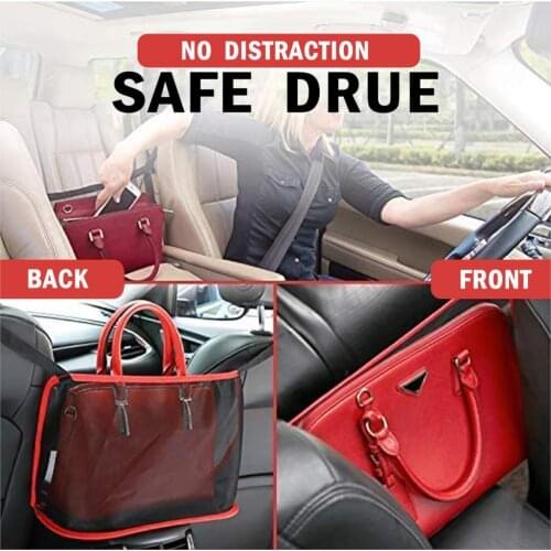 Car Net Pocket Handbag Holder for Handbag Bag Documents Phone Valuable Items（handbag is not included ）Car Accessory
