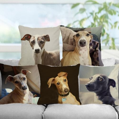 XUNYU Cushion Cover 45x45cm Italian Greyhound Dog Pillow Cover Childrens Bedroom Decorative Pillowcase Sofa Throw Pillowcase
