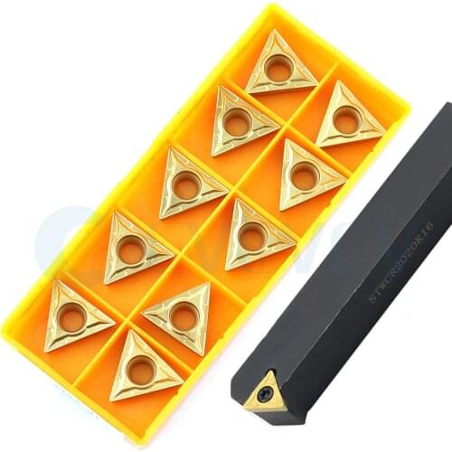 STWCR1616H16 STWCL/R2020 2525 Lathe Machine External CNC Turning Tools Holder +10Pcs TCMT16T3 Carbide Inserts Strong Stability
