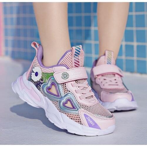 Kids Sneakers Girls Breathable Mesh Sport Shoes Non-slip Running Shoes Slip-on Children Light Casual Walking Shoe Tenis Infantil