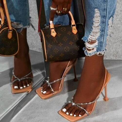 Elegant Women Wedding Bride Shoes Fashion Transparent Clip Toe Narrow Band Stiletto Heels Slip On Ankle Strap Sandals