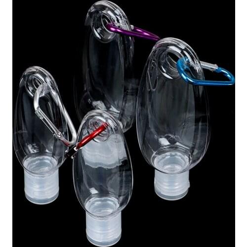 1PCS 30ml/60ml Travel Plastic Clear Bottles With Keychain Containers Empty Refillable Skin Care Liquid Hand Sanitizer Container