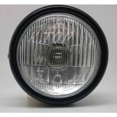 ZORBYZ Motorcycle Retro Headlight Black Metal Clear Lens E4 Halogen Front Light For Harley Honda Victory Triumph Cafe Racer