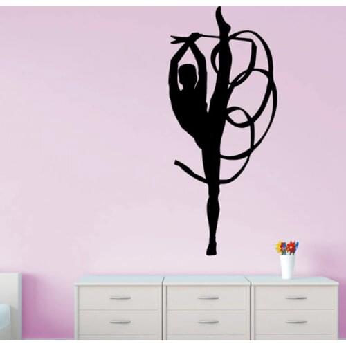 Rhythmic Gymnastics (Ribbon) Vinyl Wall Stickers For Baby Room Large Mural Removable Wall Decals Living Room For Girls ZA006
