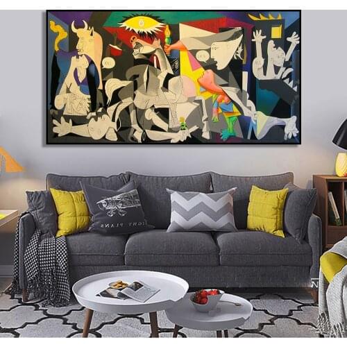 Picasso Works Decoration Mural Color Guernica Poster Canvas Painting and Living Room Wall Art Prints for Modern Home Decor