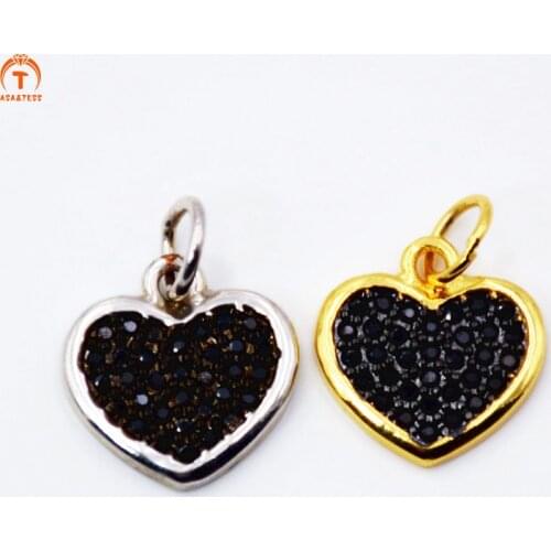Cubic Zirconia Charms CZ Micro Pave Heart Shaped Tiny Heart Love pendant Gold-Plated Cubic Zirconia Dangles