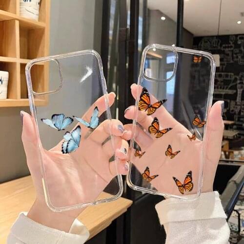 Cute Butterfly beautiful animel Phone Cases Transparent for iPhone 6 7 8 11 12 s mini pro X XS XR MAX Plus SE cover funda