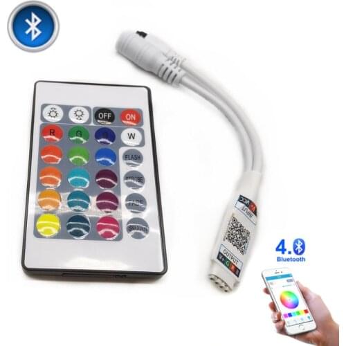 Mini RGB Bluetooth-compatible Controller DC 5V 12V 24V Music 24key LED Controller Light Strip Controller For RGB LED Strip