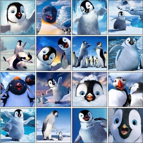 Diy 5D Diamond Painting Kits Full Drill Penguin Animals Square Round Diamond Embroidery Cross Stitch Mosaic Home Decor Gift