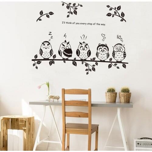 5 owls on the tree wall stickers animals stickers butterfly wall murals for kids room nursery wall decals for baby room