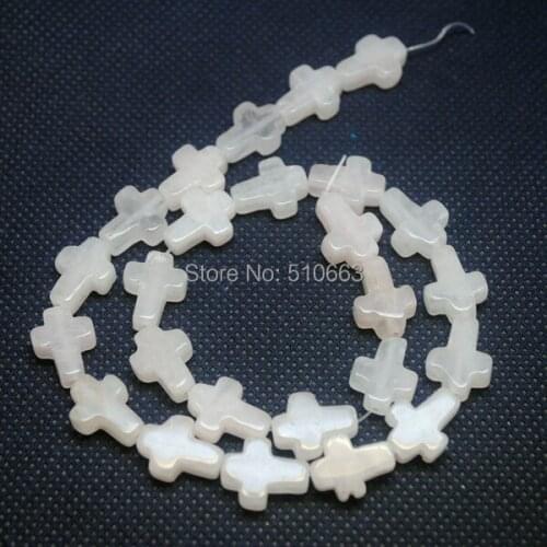 Natural Rosee Quartz Bead Gem Stone Cross Shape String Good Quality Size 12x16mm One Strand Have 25 pieces