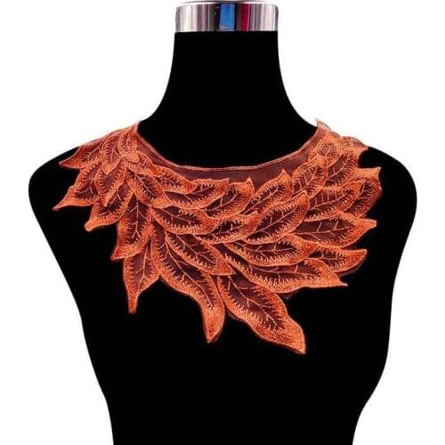 New Arrival Tulle Lace Collar 3D Leaves Embroidery Applique Dress Lace Neckline Trim DIY Clothing Accessories For Sewing Supply