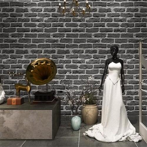 Beibehang Retro white brick wallpaper antique gray brick clothing store industrial wind barber shop wallpaper papel de parede
