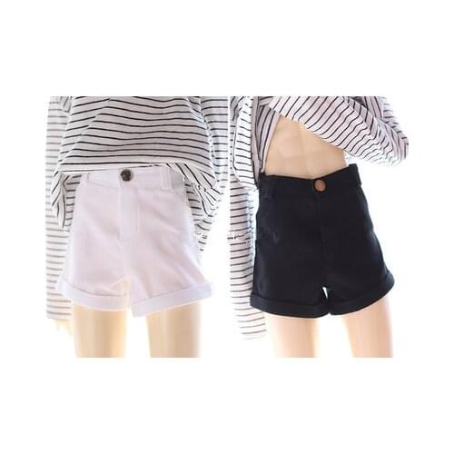 BJD doll clothes suitable for 1/3 1/4 1/6 MSD DD size everyday doll pants black and white crisp cuffed shorts doll accessories