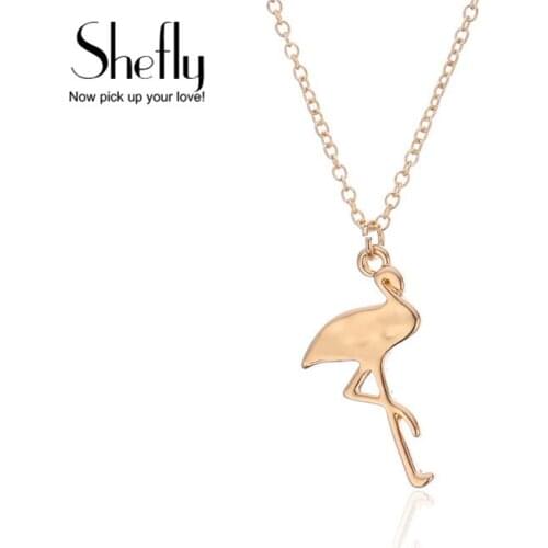 Cute Animal Flamingo Pendant Necklace Silver Color Small Bird Choker Necklace For Fashion Women Jewelry Gifts Drop Shipping 2020