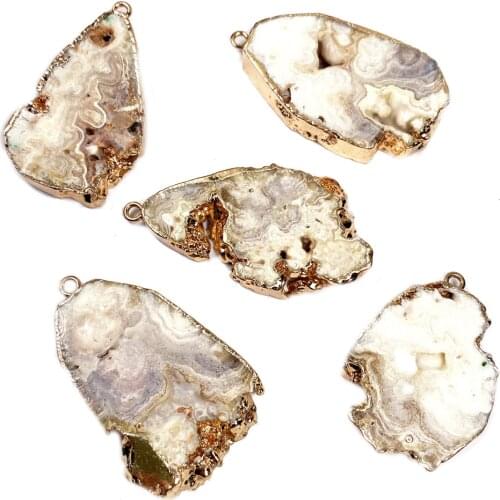 Natural Stone agates pendant Gold plating irregular shape Pendants for Handmade Jewelry Making DIY necklace accessories