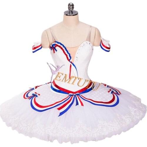 Flames of Pair Adult Professional Ballet Tutu White Blue Red Professional Ballet Costume Women Ballet Stage Tutu Dress Custom