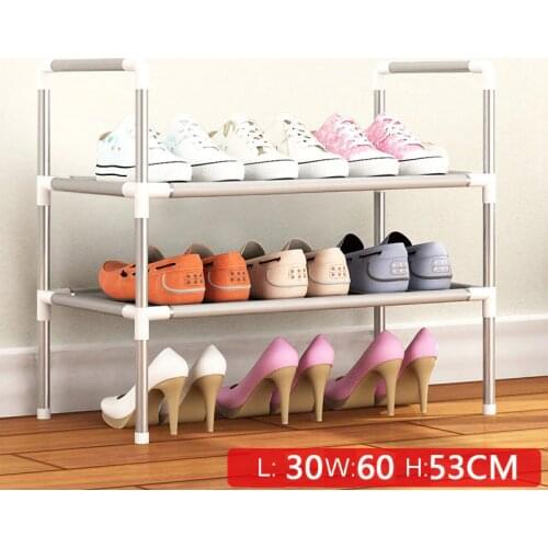 Simple Multi Layer Shoe Rack Nonwovens Easy Assemble Storage Shelf Metal Standing DIY Shoes Cabinet Living Room Furniture